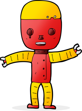 Bir insan tarafından çizilmiş çizgi film robotu