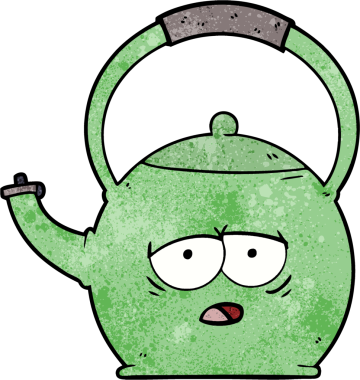 Bir insan tarafından çizilmiş bir çaydanlık.