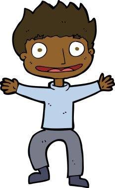 Bir insan tarafından çizilmiş sırıtan çocuk.