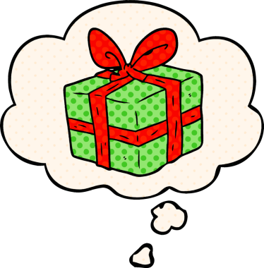 Çizgi roman tarzında bir insan tarafından çizilmiş düşünce balonuyla paketlenmiş bir karikatür.