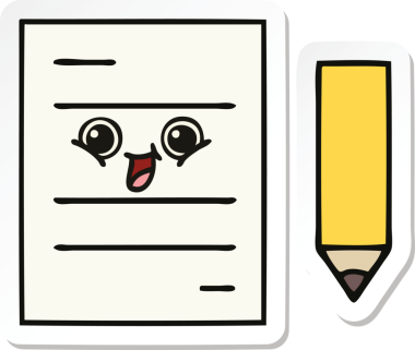 Bir insan tarafından çizilmiş şirin bir test kağıdının çıkartması.