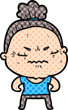 Çizgi film bir insan tarafından çizilmiş yaşlı bir kadın tarafından rahatsız edildi.