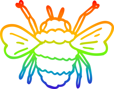 gökkuşağı gradyan çizgi çizimi bir insan tarafından çizilmiş çizgi bir arı