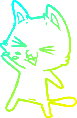 Bir insan tarafından çizilen çizgi film kedisinin soğuk gradyan çizimi