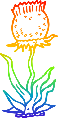 gökkuşağı gradyan çizgi çizimi bir insan tarafından çizilmiş vahşi bir çiçek