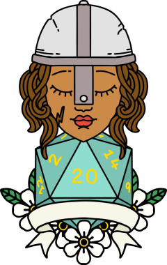 Retro Dövme Tarzı İnsan Savaşçısı Doğal 20 rulo ile Bir insan tarafından çizilmiş