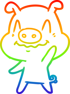 gökkuşağı gradyan çizimi bir insan tarafından çizilen sinir çizgi domuz çizimi