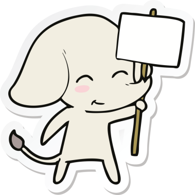 Bir insan tarafından çizilmiş şirin bir fil çıkartması.