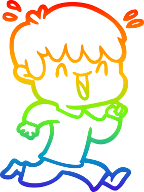 Gökkuşağının gradyan çizimi bir insan tarafından çizilmiş bir çizgi film karakteri.