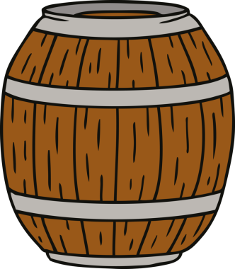 Bir insan tarafından çizilmiş ahşap bir fıçının karalaması.