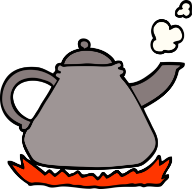 Elle çizilmiş karalama tarzı bir çaydanlık. Bir insan tarafından çizilmiş.