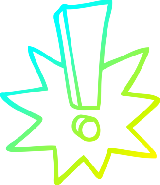 Bir insanın çizdiği karikatür ünlem işaretinin soğuk gradyan çizgisi.