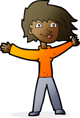 Bir insan tarafından çizilmiş heyecanlı bir karikatür.