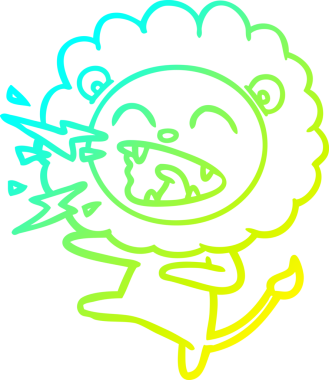 Bir insan tarafından çizilen kükreyen aslanın soğuk çizgi çizimi.