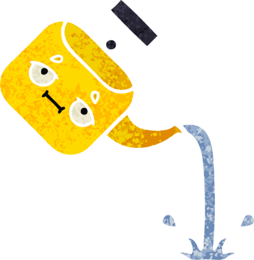 Bir insan tarafından çizilmiş bir çaydanlığın retro çizim tarzı karikatürü