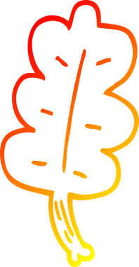 Bir insan tarafından çizilen çizgi film yaprağının sıcak gradyan çizimi