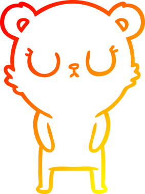 Bir insan tarafından çizilmiş barışçıl bir ayının sıcak çizgi çizgisi.