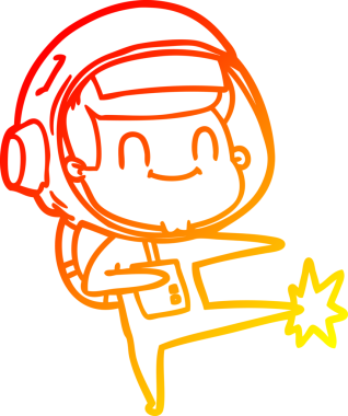 Bir insan tarafından çizilmiş mutlu bir astronotun sıcak çizgi çizimi