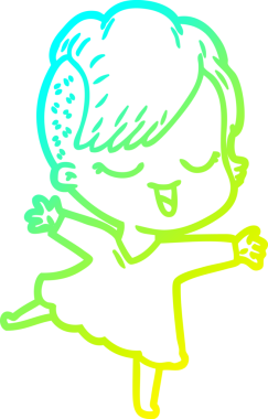 Bir insan tarafından çizilmiş mutlu çizgi film kızı çizimi.