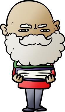 Bir insan tarafından çizilmiş sakallı bir çizgi film adamı.