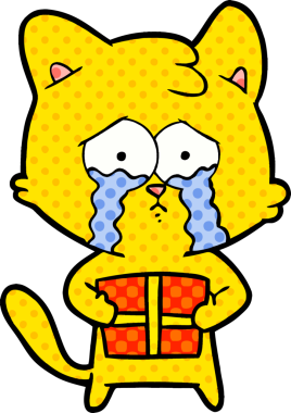 Bir insan tarafından çizilmiş çizgi film kedisi.