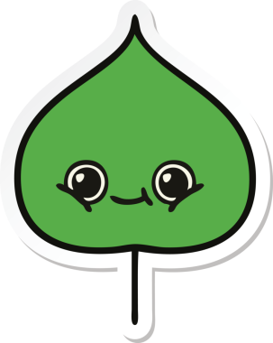 Bir insan tarafından çizilmiş sevimli bir çizgi film yaprağının çıkartması.