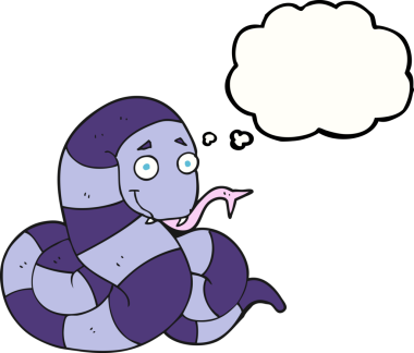 Bir insan tarafından çizilmiş serbest çizim baloncuk çizgi film yılanı.