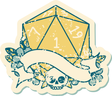 Retro Dövme Biçimi Doğal Bir d20 zar bir insan tarafından çizildi