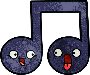 Bir insan tarafından çizilmiş müzikal notanın retro grunge desen karikatürü