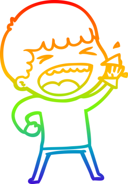 Gökkuşağının gradyan çizimi bir insan tarafından çizilmiş gülen bir adamın çizimi.