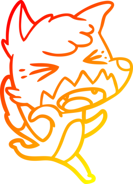 Bir insan tarafından çizilmiş kızgın bir tilkinin sıcak çizgi çizimi