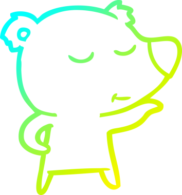 Bir insan tarafından çizilen mutlu çizgi film ayısının soğuk gradyan çizgisi.