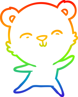 Bir insan tarafından çizilmiş mutlu bir kutup ayısının gökkuşağı gradyanı çizimi