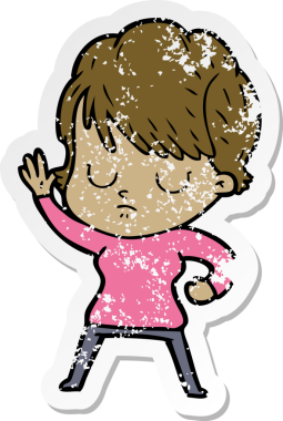 Bir insan tarafından çizilmiş karikatür bir kadının sıkıntılı çıkartması.