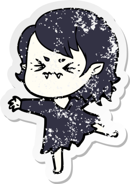 Bir insan tarafından çizilmiş rahatsız bir vampir kızın sıkıntılı çıkartması.