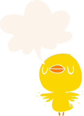 Bir insan tarafından çizilmiş, konuşma baloncuğu ile kanat çırpan tatlı çizgi film pilici.