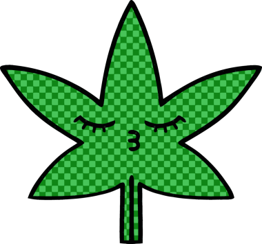 Bir insan tarafından çizilmiş marihuana yaprağının karikatürü.