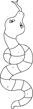 Bir insan tarafından çizilmiş tuhaf çizgi film yılanı.