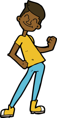 Bir insan tarafından çizilmiş bir adamı kutlayan çizgi film.