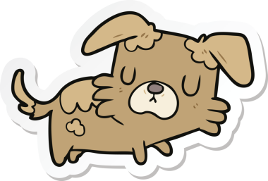 Bir insan tarafından çizilmiş bir köpeğin çıkartması.