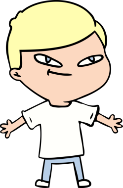 Bir insan tarafından çizilmiş çizgi film çocuğu.