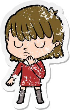 Bir insan tarafından çizilmiş karikatür bir kadının sıkıntılı çıkartması.