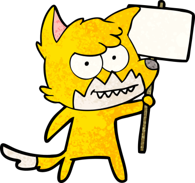 Bir insan tarafından çizilmiş protestolu çizgi film karakteri.