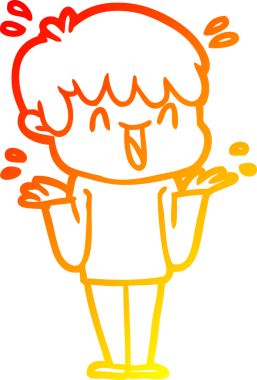 Bir insan tarafından çizilmiş gülen bir çizgi film karakteri çizimi