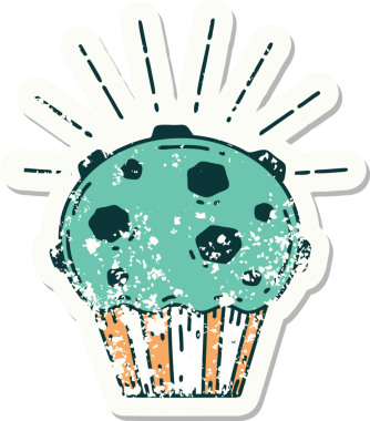 Bir insan tarafından çizilmiş eski bir dövme stili çikolatalı kek.