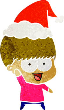 Mutlu el çizimi, Noel Baba şapkası takan bir çocuğun insan tarafından çizilmiş eski bir çizgi filmi.