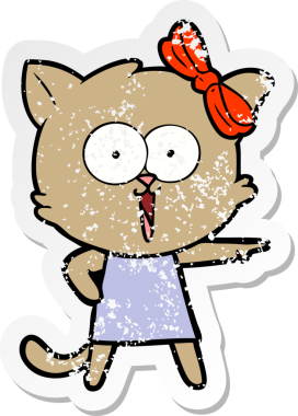 Bir insan tarafından çizilmiş karikatür bir kedinin sıkıntılı çıkartması.