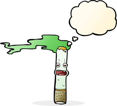 Bir insan tarafından çizilmiş düşünce balonlu marihuana karakteri.