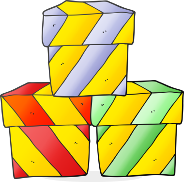 Bir insan tarafından çizilmiş karikatür hediye kutuları.
