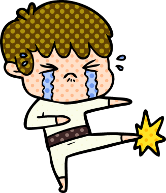 Bir insan tarafından çizilmiş ağlayan çizgi film çocuğu.